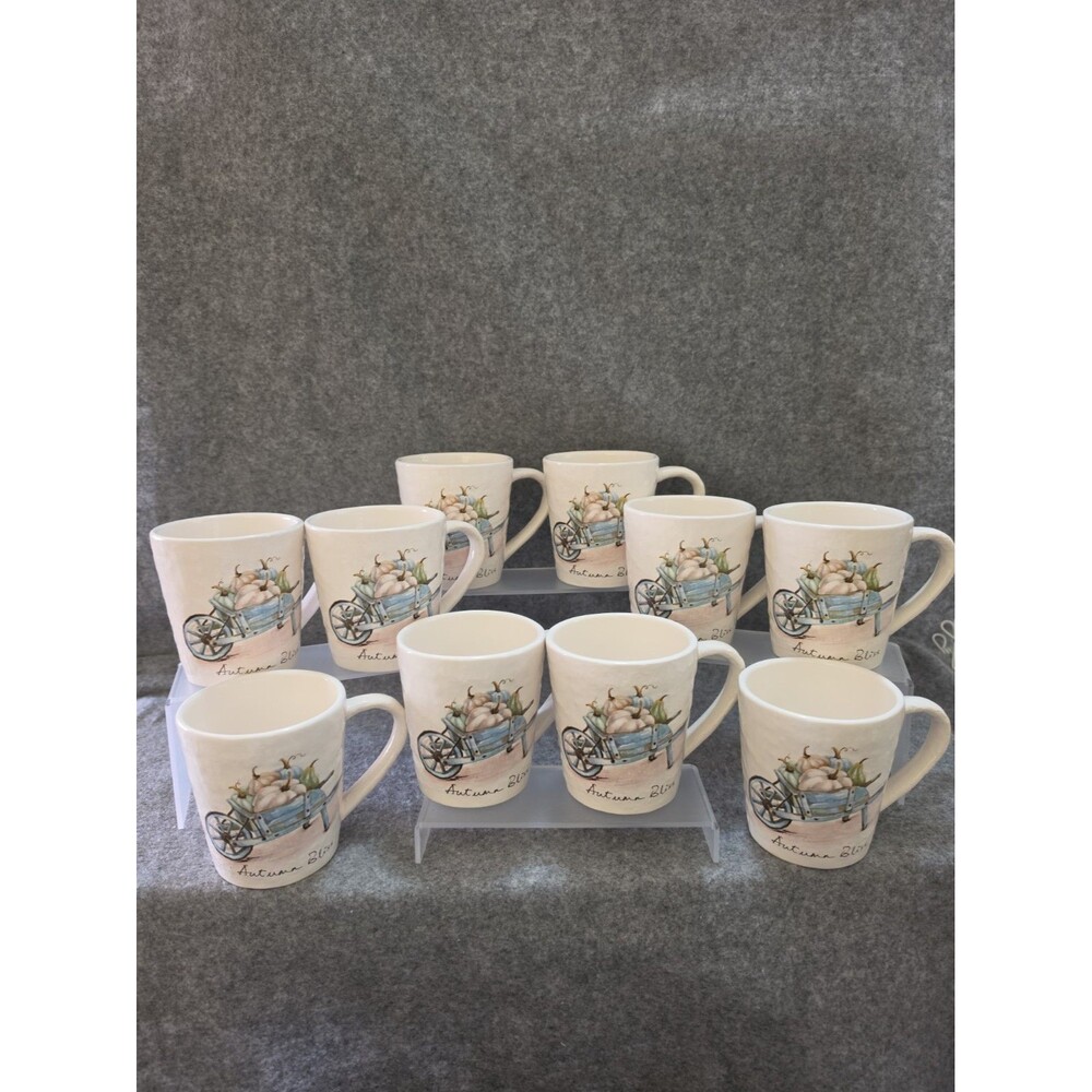 Pier One Autumn Bliss Mugs, Lit Of 10. Fall, Cozy, Cottage Core, Farmhouse. READ
